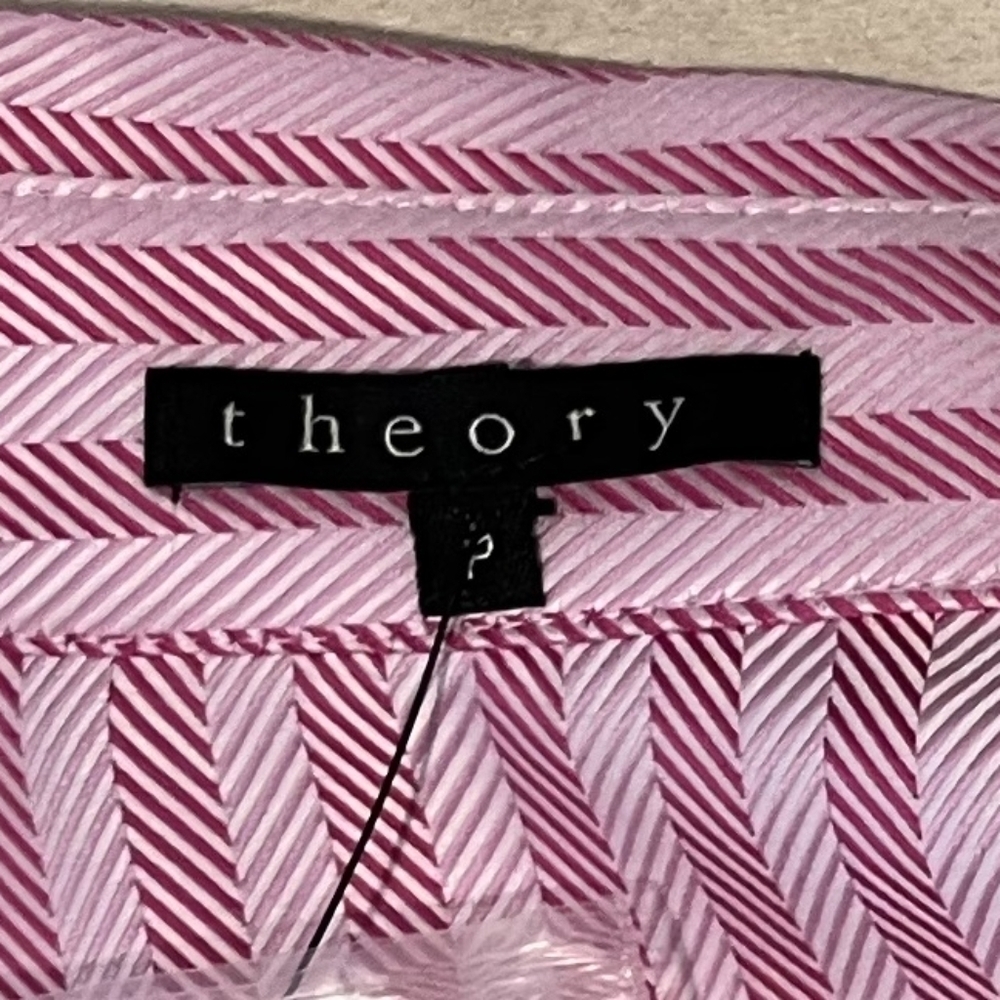 Theory 5 Button Front Herringbone Weave "Ivy" Blouse in Size Petite. NWT - Picture 14 of 16